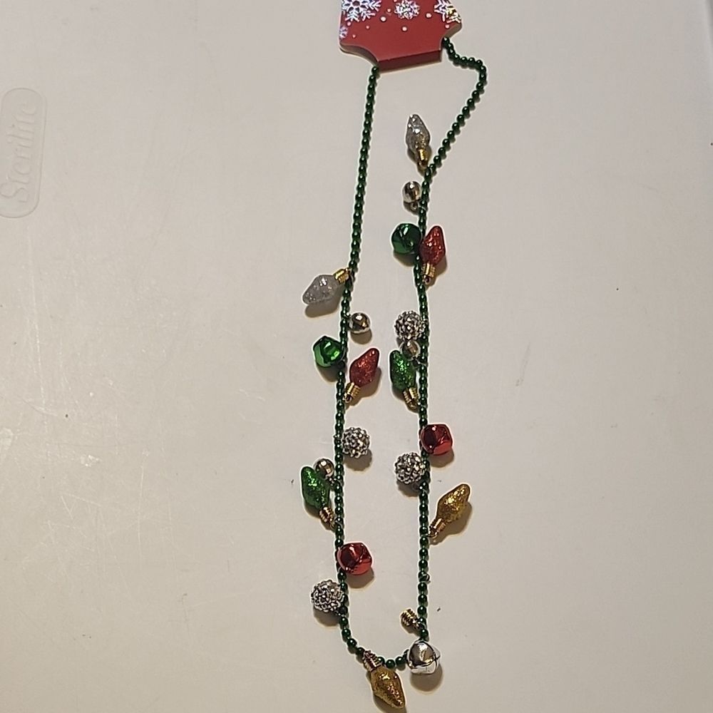 Festive Green and Gold Beaded Necklace